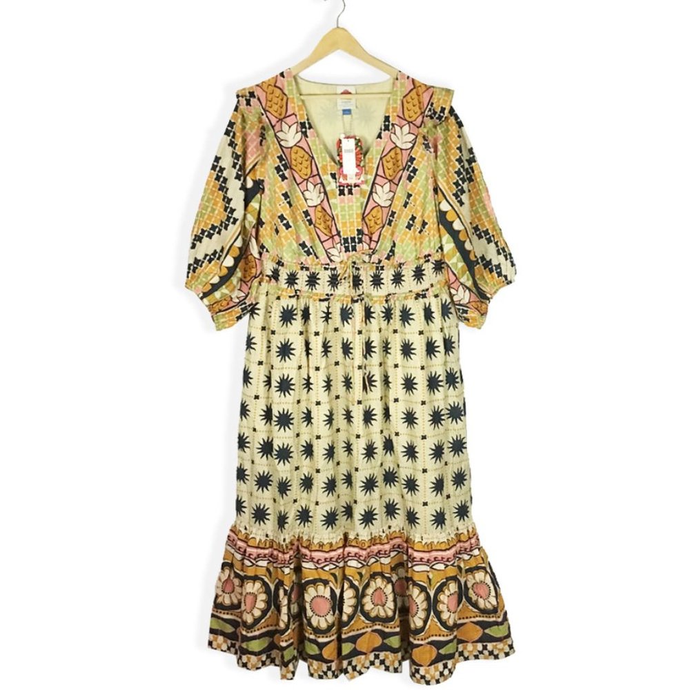 Farm Rio Natural Tropical Sunshine V-neck Maxi Dress - Picture 4 of 15